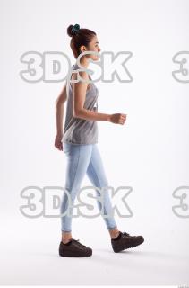 Walking photo references of Molly blue jeans womna singlet 0009